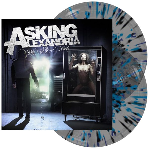 Asking Alexandria From Death To Destiny Pressed on Ultra Clear with Black, Cyan & Blue Jay Splatter Colored Vinyl 2 LP Set Online Hot Sale