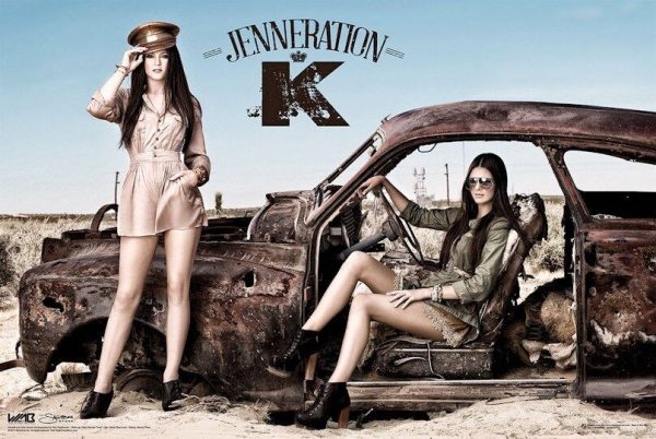 JENNERATION K ~ BURNED CAR 24x36 POSTER Pinup Kylie Kendall Jenner Kardashian Fashion