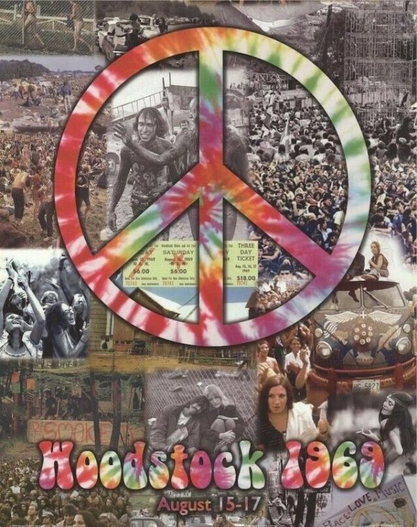 WOODSTOCK ~ CROWD COLLAGE 16x20 MUSIC POSTER Peace White Lake NY Discount