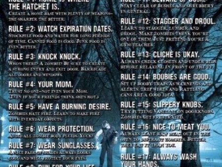 ZOMBIES ~ HOW TO SURVIVE AN ATTACK ~ 22x34 POSTER ~ Zombies 20 Rules Apocalypse Discount